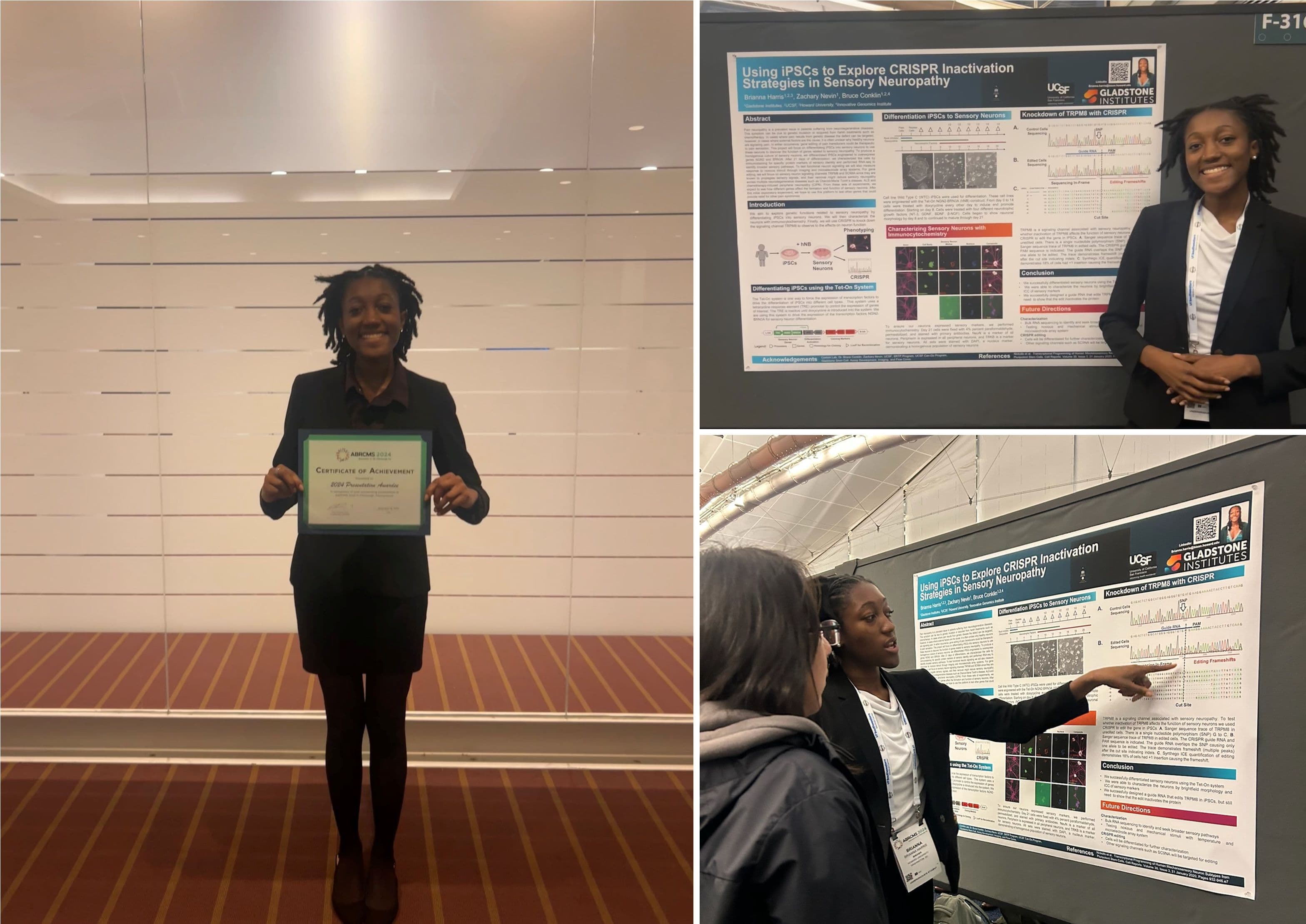 Brianna Harris won a Best poster presentation Award at ABRCMS 2024
